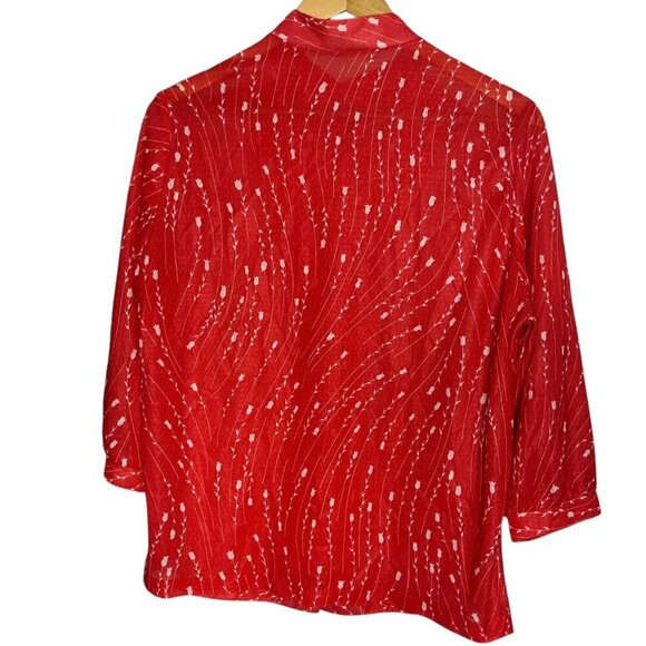 Vintage‎ Alamode of California Women's L Blouse Red White Floral Patterned Retro - Picture 3 of 4